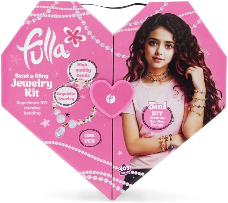 Fulla Bead & Bling 3-in-1 Jewelry Kit with 1388 Colorful Beads, Charms & Strings, DIY Necklace, Bracelet, Hair Accessories Making Set for Girls, Ages 3+, Creative Gift - Image 2